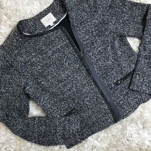 LOFT Heather Gray Asymmetric Zip Jacket